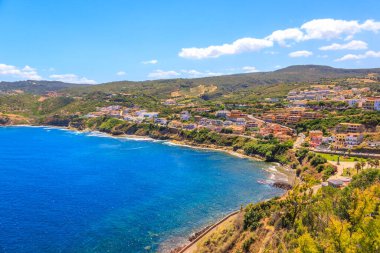 Castelsardo, Sardinya, İtalya 'da denizli Panorama