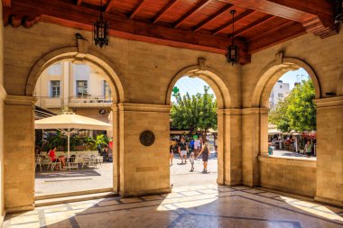 Heraklion, Girit, Yunanistan 'da Venedik Logosu Verandası