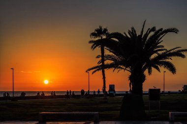 Maspalomalar 'da gün batımı manzarası, Büyük Kanarya, İspanya