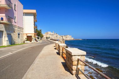 Giovinazzo, Apulia, İtalya 'da kaleli panoramik manzara