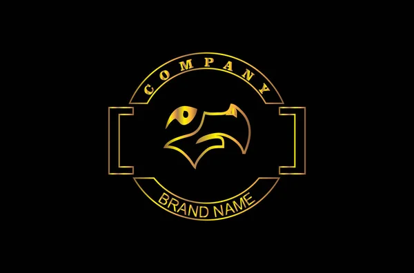 Guld Fågel Huvud Logotyp Design För Produkt Företag Eller Organisation — Stock vektor