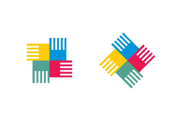 Logo Abstrak Kotak Kotak Berwarna Untuk Desain Perusahaan - Stok Vektor