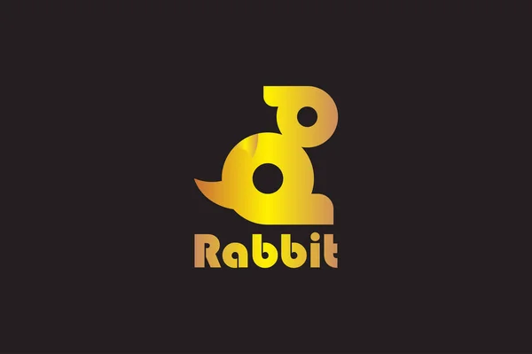 Kaninchen Logo Mit Schwarzem Hintergrund Und Goldener Dekoration — Stockvektor