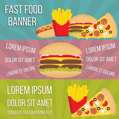 Fast food kavramı afiş düz stil
