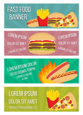 Fast food kavramı afiş düz stil