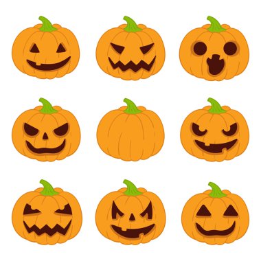 Cadılar Bayramı balkabağı seti. Vektör simgeleri