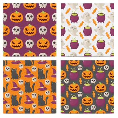 Cadılar Bayramı Dikişsiz desen seti.