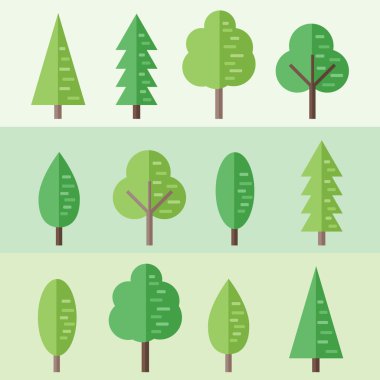 Vektör set düz ağaç