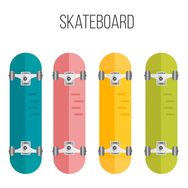 Vetor Ilustração de skates planos isolados sobre fundo branco — Vetor de Stock