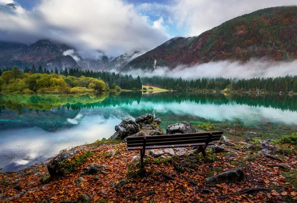 Mooie Herfst Sombere Landschap Door Het Meer — Stockfoto