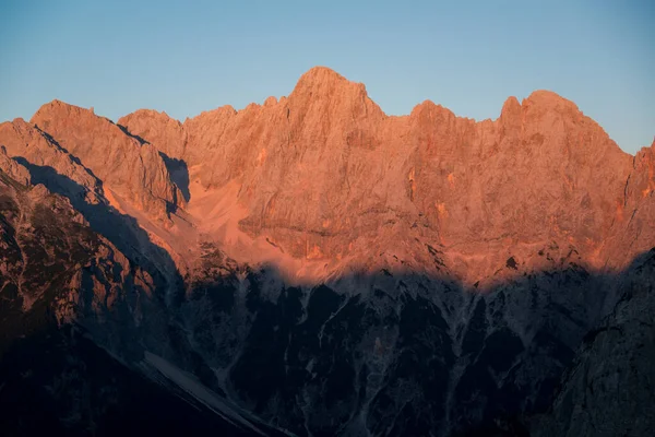Puesta Sol Los Alpes Julianos — Foto de Stock