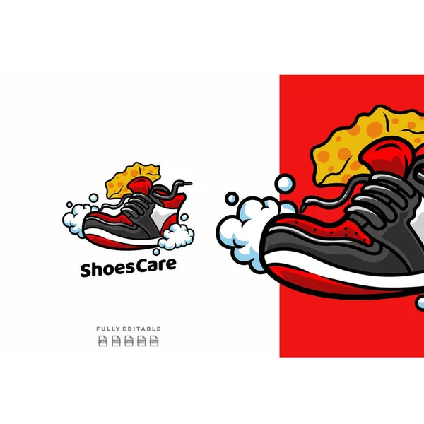 Shoes Care Mascot Logo Template — 스톡 벡터