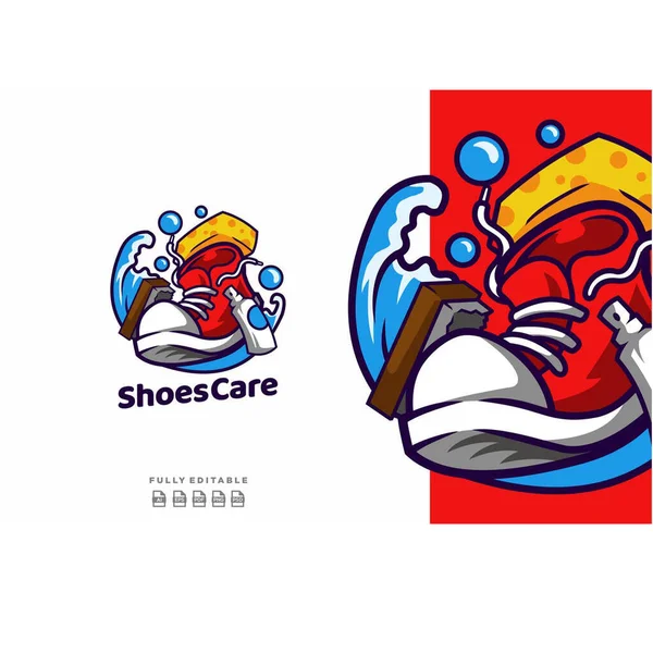 Modelo Logotipo Mascote Cuidado Sapatos — Vetor de Stock