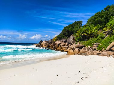 La Digue plajının inanılmaz manzarası.