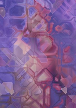 Mavi, pembe ve mor soyut bir arkaplanın üç boyutlu dijital çizimi.