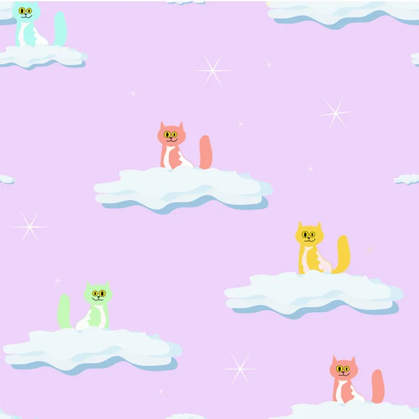 bir bulut deseni üzerinde komik kediler