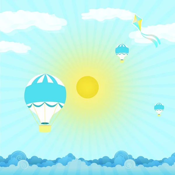 mavi gökyüzünde güneş ile balonları