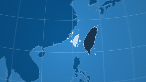 Taiwan en Globe. Vaste stoffen — Stockvideo
