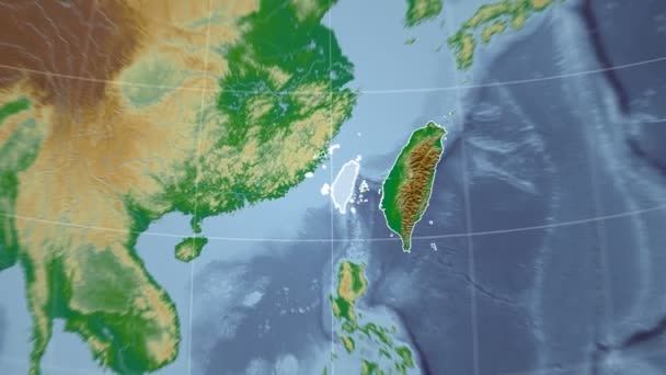 Taiwan dan Globe. Tonjolan berbayang — Stok Video