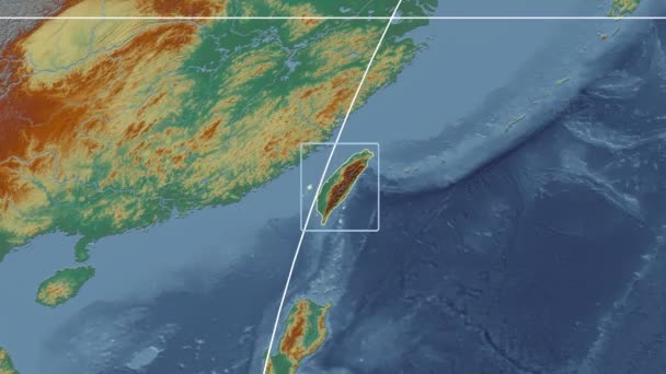 Taiwan zoom tubo 3D (projeção Mollweide). Alívio — Vídeo de Stock