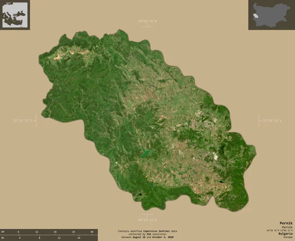 Pernik Provinz Bulgarien Satellitenbilder Von Sentinel Form Isoliert Auf Festem — Stockfoto