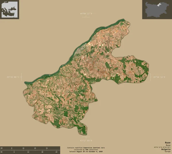 Russe Provinz Bulgarien Satellitenbilder Von Sentinel Form Isoliert Auf Festem — Stockfoto