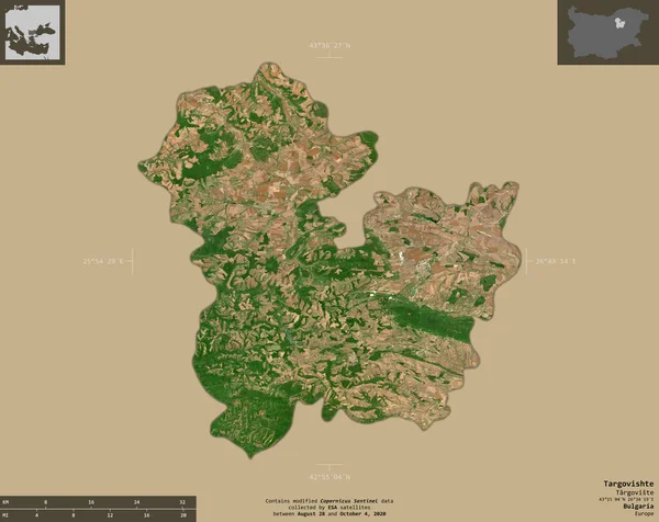 Targovishte Provincia Bulgaria Imágenes Satelitales Sentinel Forma Aislada Sobre Fondo —  Fotos de Stock