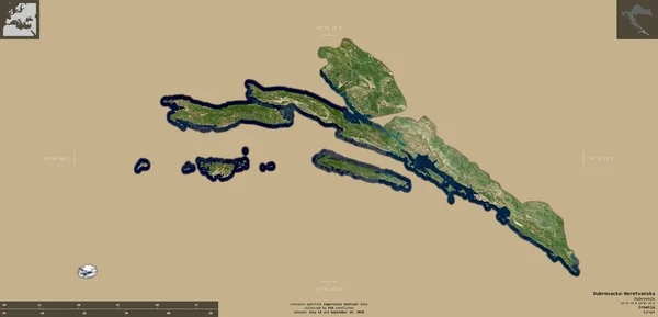 Dubrovacko Neretvanska Condado Croácia Imagens Satélite Sentinela Forma Isolada Fundo — Fotografia de Stock