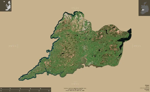 Clare Grafschaft Irland Satellitenbilder Von Sentinel Form Isoliert Auf Festem — Stockfoto