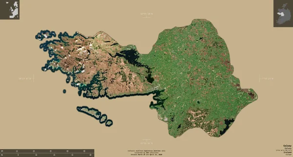 Galway Κομητεία Της Ιρλανδίας Sentinel Δορυφορικές Εικόνες Σχήμα Απομονώνονται Στέρεο — Φωτογραφία Αρχείου