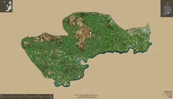 Waterford Condado Irlanda Imagens Satélite Sentinela Forma Isolada Fundo Sólido — Fotografia de Stock