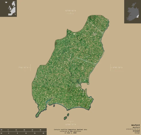 Wexford Comté Irlande Imagerie Satellite Sentinel Forme Isolée Sur Fond — Photo