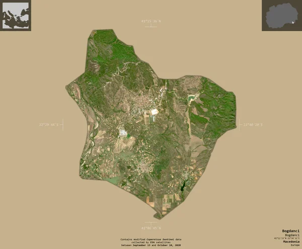 Bogdanci Municipalité Macédoine Imagerie Satellite Sentinel Forme Isolée Sur Fond — Photo