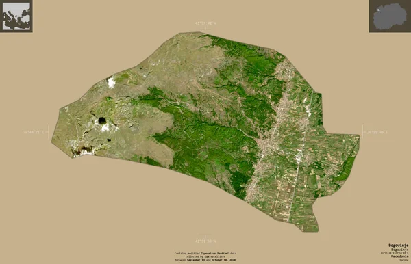 Bogovinje Municipio Macedonia Imágenes Satelitales Sentinel Forma Aislada Sobre Fondo —  Fotos de Stock