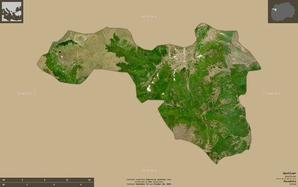 Gostivar Makedoniens Kommun Satellitbilder Från Sentinel Form Isolerad Solid Bakgrund — Stockfoto