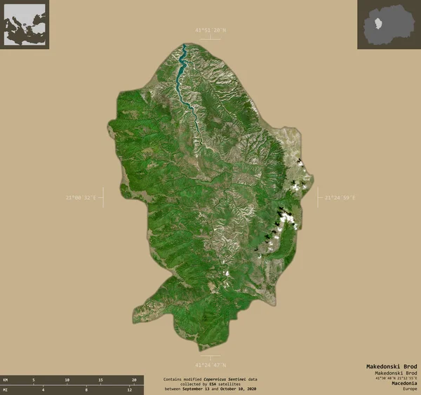 Makedonski Brod Gemeinde Mazedonien Satellitenbilder Von Sentinel Form Isoliert Auf — Stockfoto