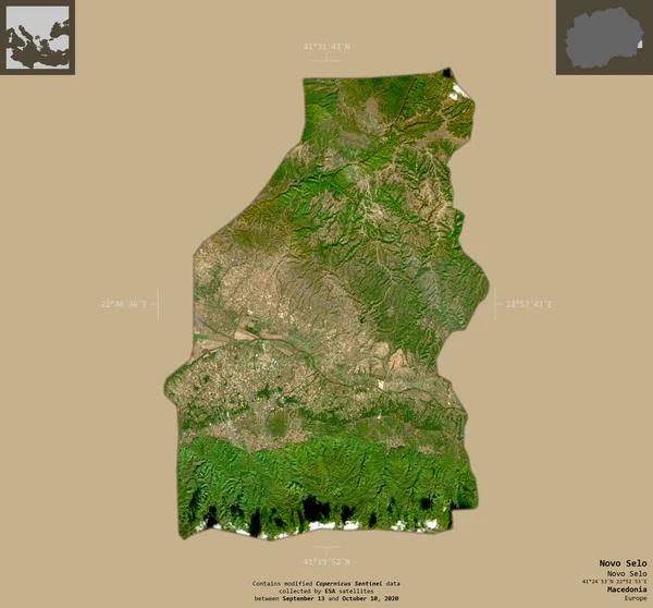 Novo Selo Gemeinde Mazedonien Satellitenbilder Von Sentinel Form Isoliert Auf — Stockfoto