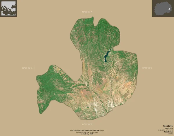 Vasilevo Municipio Macedonia Imágenes Satelitales Sentinel Forma Aislada Sobre Fondo —  Fotos de Stock