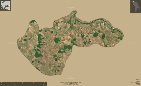 Ocnita Distrito Moldavia Imágenes Satelitales Sentinel Forma Aislada Sobre Fondo — Foto de Stock