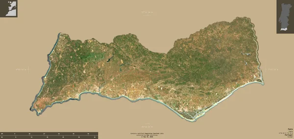 Faro District Van Portugal Sentinel Satellietbeelden Vorm Geïsoleerd Solide Achtergrond — Stockfoto