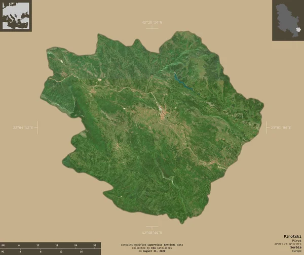 Pirotski Bezirk Serbien Satellitenbilder Von Sentinel Form Isoliert Auf Festem — Stockfoto