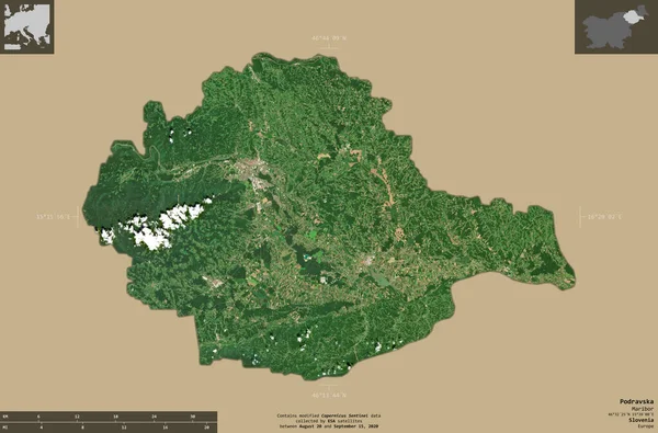 Podravska Région Statistique Slovénie Imagerie Satellite Sentinel Forme Isolée Sur — Photo