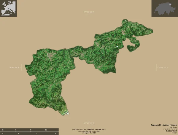 Appenzell Ausserrhoden Sviçre Kantonu Sentinel Uydu Görüntüleri Bilgilendirici Örtülerle Sağlam — Stok fotoğraf