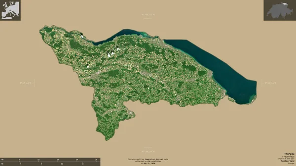 Thurgau Cantón Suiza Imágenes Satelitales Sentinel Forma Aislada Sobre Fondo — Foto de Stock