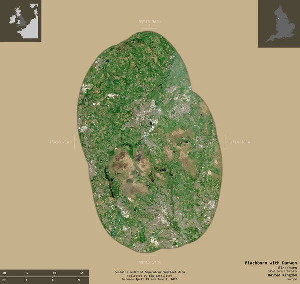 Blackburn Mit Darwen Der Einheitlichen Autorität Großbritanniens Satellitenbilder Von Sentinel — Stockfoto