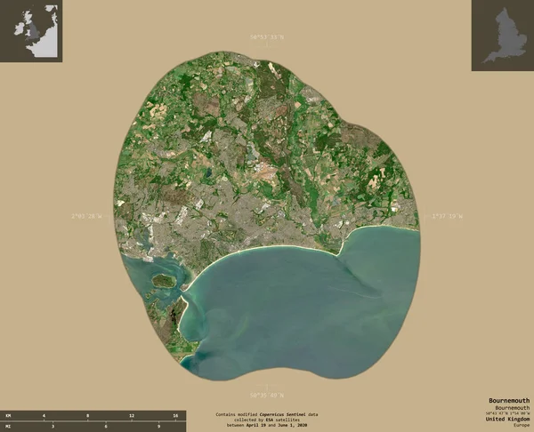 Bournemouth Autoridad Unitaria Del Reino Unido Imágenes Satelitales Sentinel Forma — Foto de Stock