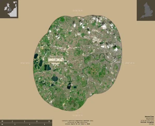Hounslow Quartiere Londinese Del Regno Unito Immagini Satellitari Sentinel Forma — Foto Stock