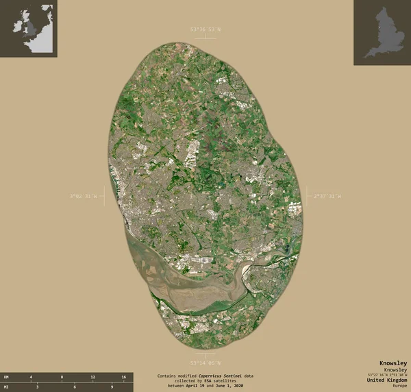 Knowsley Contea Amministrativa Del Regno Unito Immagini Satellitari Sentinel Forma — Foto Stock