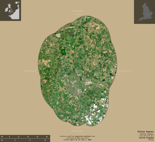 Milton Keynes Einheitsbehörde Des Vereinigten Königreichs Satellitenbilder Von Sentinel Form — Stockfoto