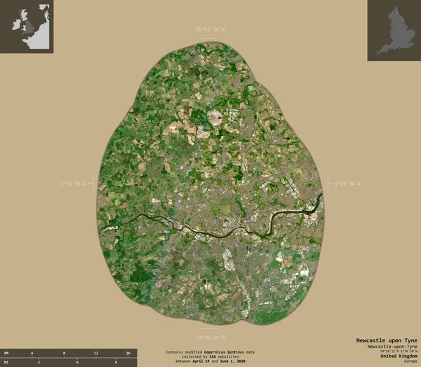 Newcastle Tyne Contea Amministrativa Del Regno Unito Immagini Satellitari Sentinel — Foto Stock